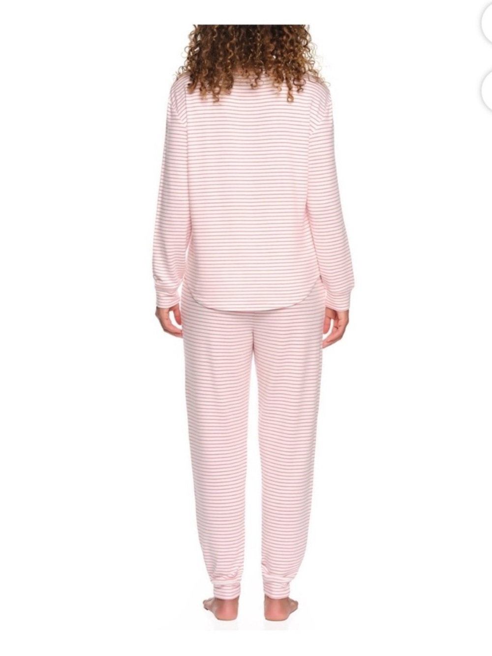 Women's Pink Striped Long Sleeve Pajama Set - Picture 3 of 7